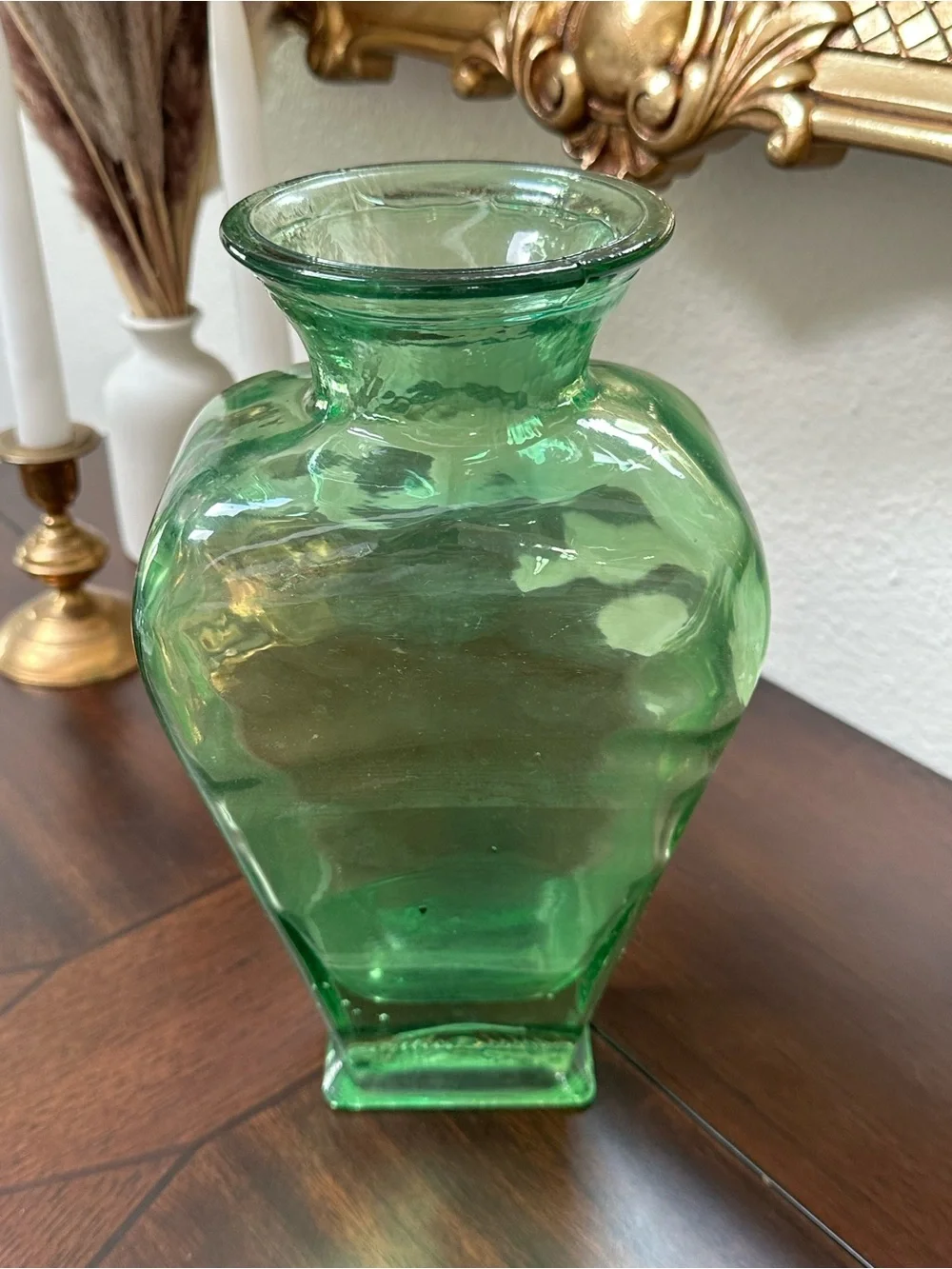 Green Glass Decorative Vase - Home Accents